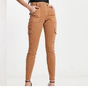 SPANX Women's Stretch Twill Ankle Cargo Pants Honey Glow Size S NWT
